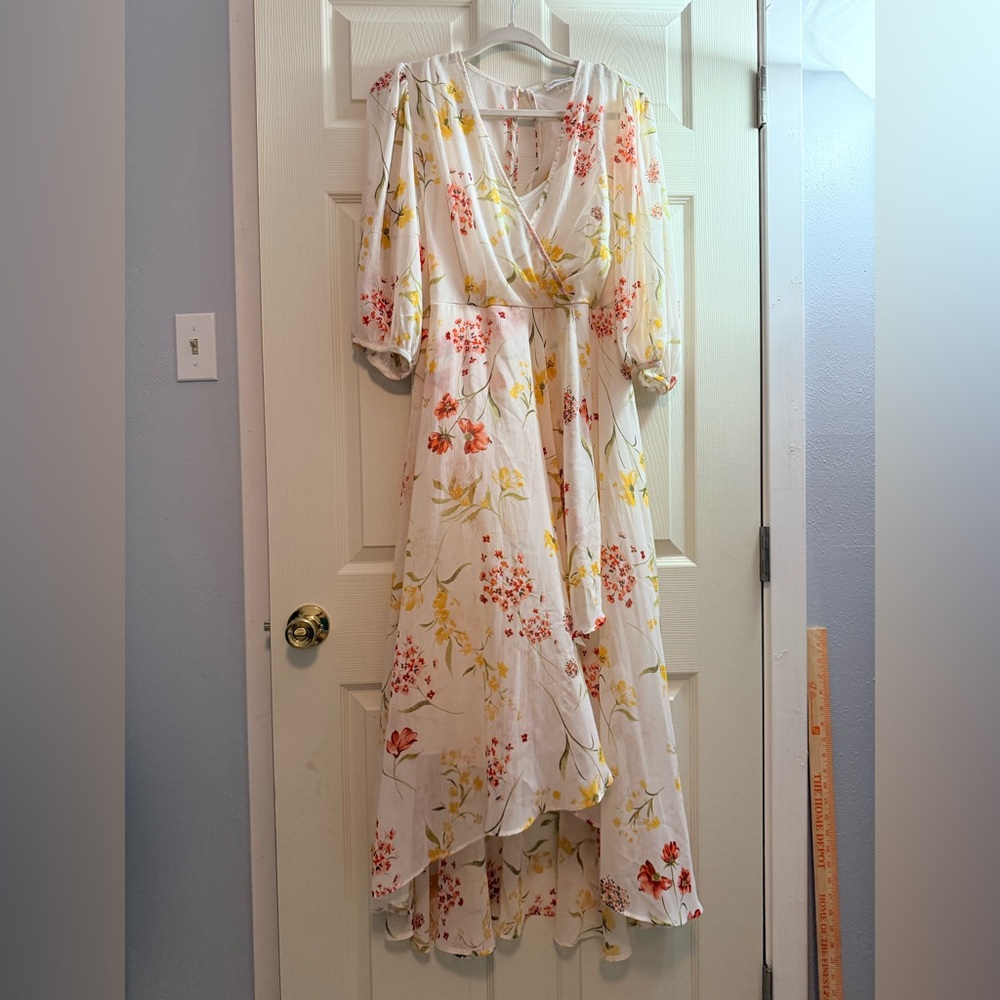 Calvin Klein White Floral High-Low Dress